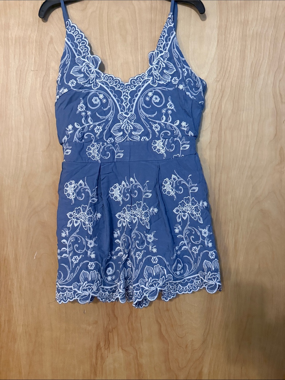Rue21 Blue Floral Embroidered Girls One-Piece Romper
